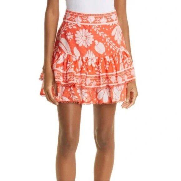 FARM Rio Dresses & Skirts - FARM Rio Orange Neon Jungle Mini Bohemian Skirt Women's Medium